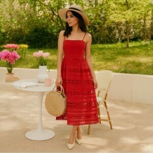 Hyacinth House by Tuckernuck Red Lace Marlee Midi Dress Womens XL Cocktail